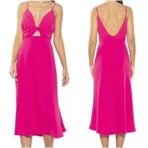 Alexia Admor Pink Camila Midi Dress Spaghetti Strap Keyhole New Size 4